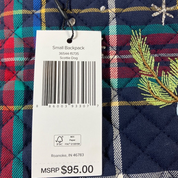 NWT Vera Bradley Tartan Plaid Scottie Dog Small Backpack - Picture 3 of 12